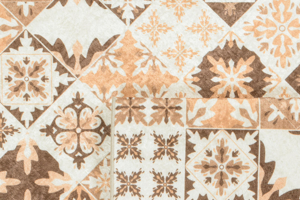 KÜCHENTEPPICH mit orangefarbenem Zementfliesenmuster Azulejo 80x150 cm - Orange, Textil (80/150cm) - Nazar Rugs