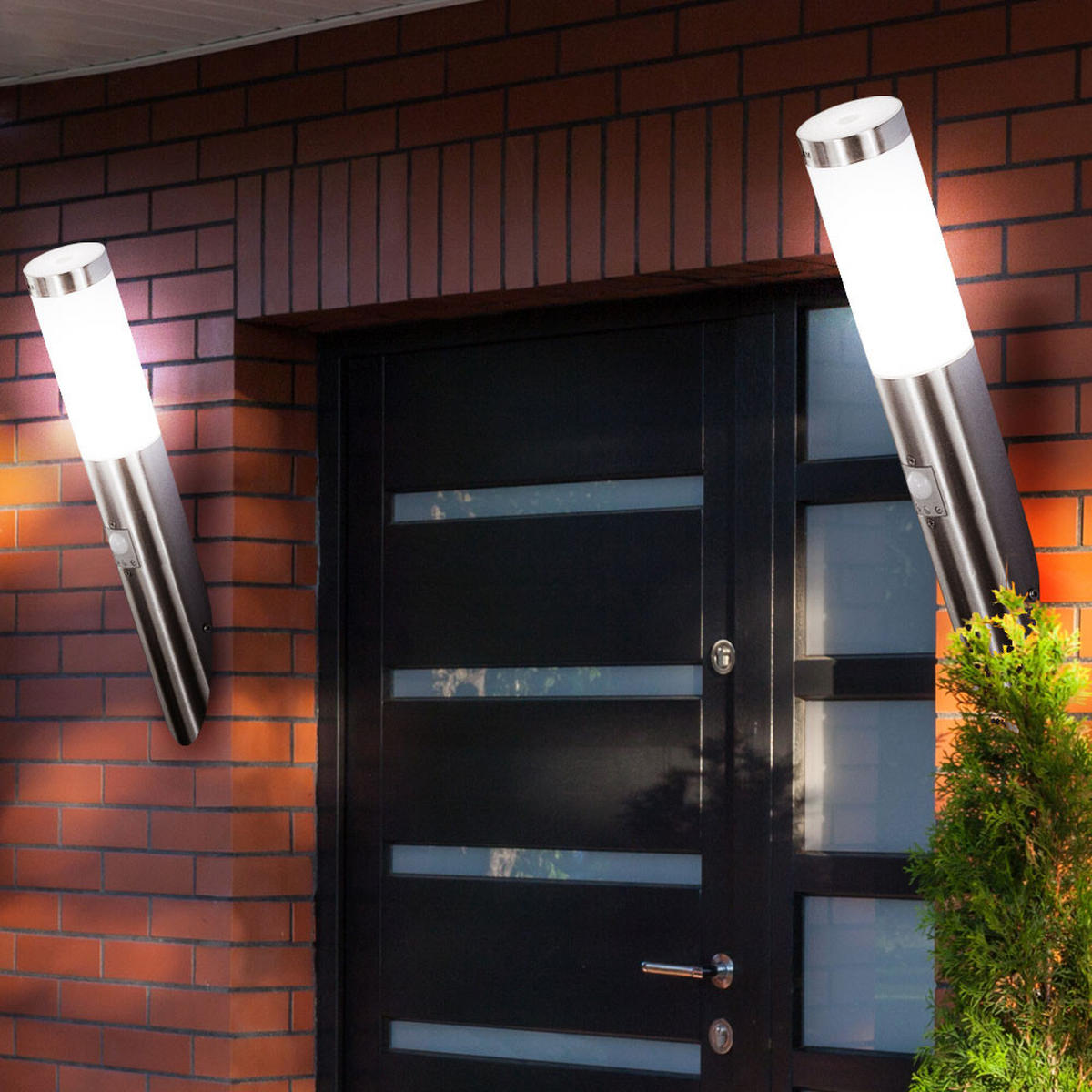 LED AUSSEN-WANDLEUCHTE Silber mit Bewegungsmelder - Silberfarben, Metall (16.6/41/20cm)