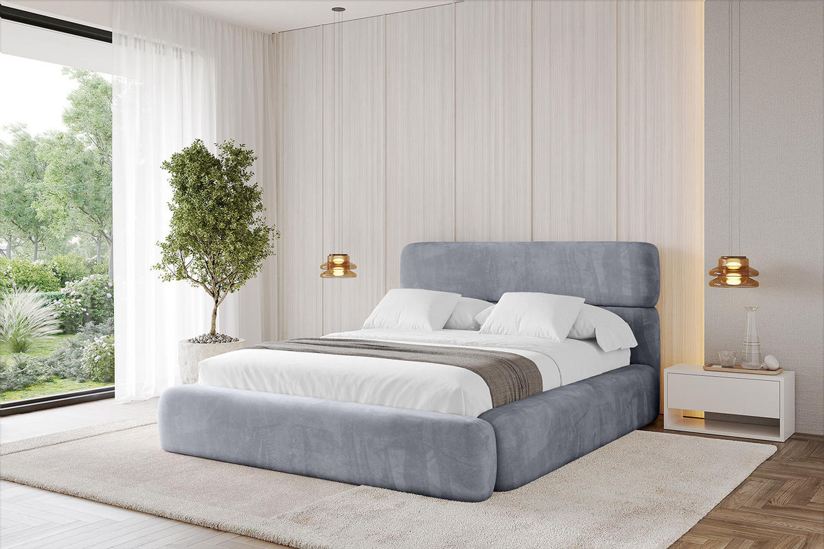 POLSTERBETT mit Bettkasten und Lattenrost, Bett mit Matratze H3/H4 - ENORA 200x200 Grau - Grau, Holzwerkstoff/Textil (200/200cm) - ALTDECOR