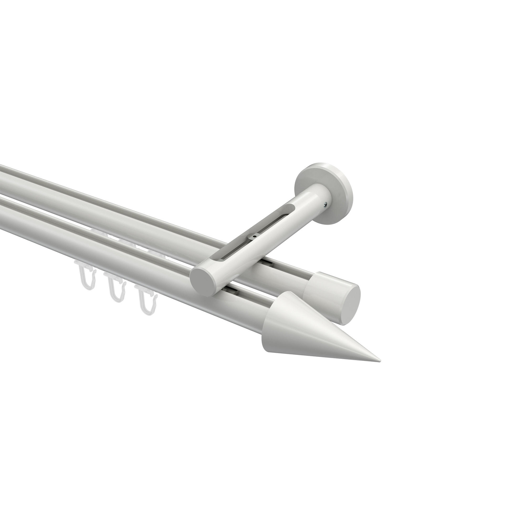 GARDINENSTANGE INNENLAUF Siteno Savio 520 cm (geteilt in 4 x 130 cm), 2-läufig, 20 mm Ø Weiß - Weiß, Metall (520cm) - INTERDECO