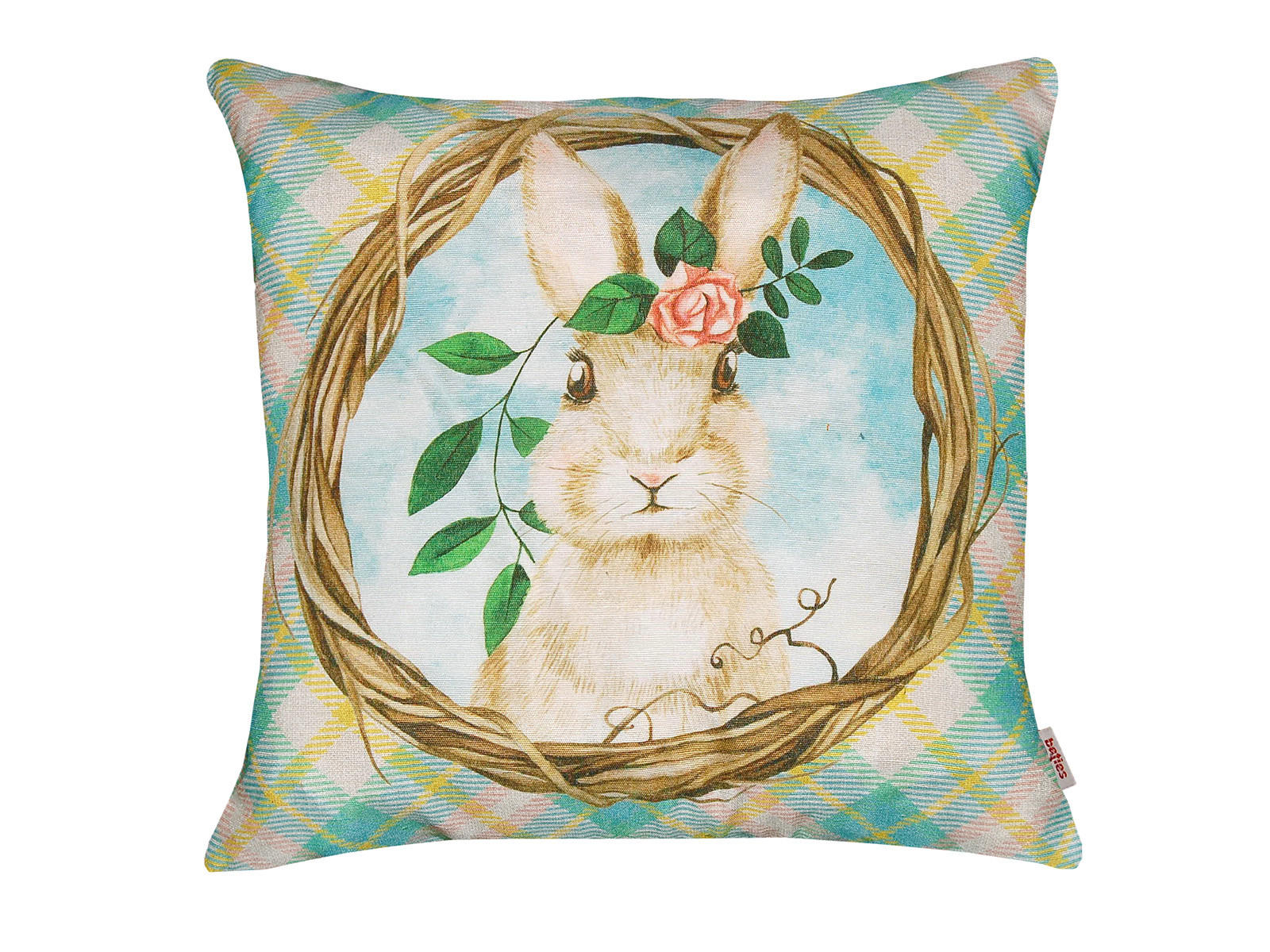 KISSENHÜLLE Hase Josefine romantisches Landhaus Design Kaninchen Alloverdruck 30/50 cm - Blau/Multicolor, Textil (40/40cm) - beties Heimtextil