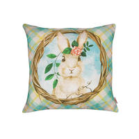 KISSENHÜLLE Hase Josefine romantisches Landhaus Design Kaninchen Alloverdruck 30/50 cm - Blau/Multicolor, Textil (40/40cm) - beties Heimtextil