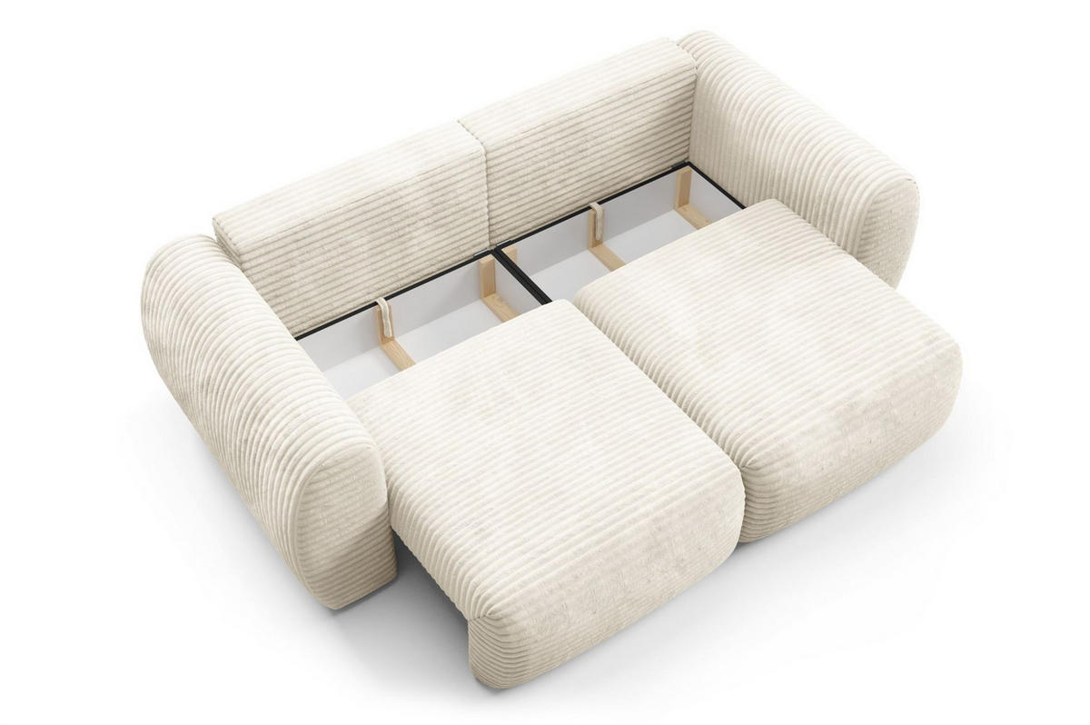 SCHLAFSOFA Simone - Creme, Holzwerkstoff/Textil (266/95/110cm) - Fun Möbel