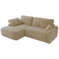 ECKSCHLAFSOFA CUBO L Creme Plüsch - links - Creme/Schwarz, Kunststoff/Textil (273/187cm) - MKS