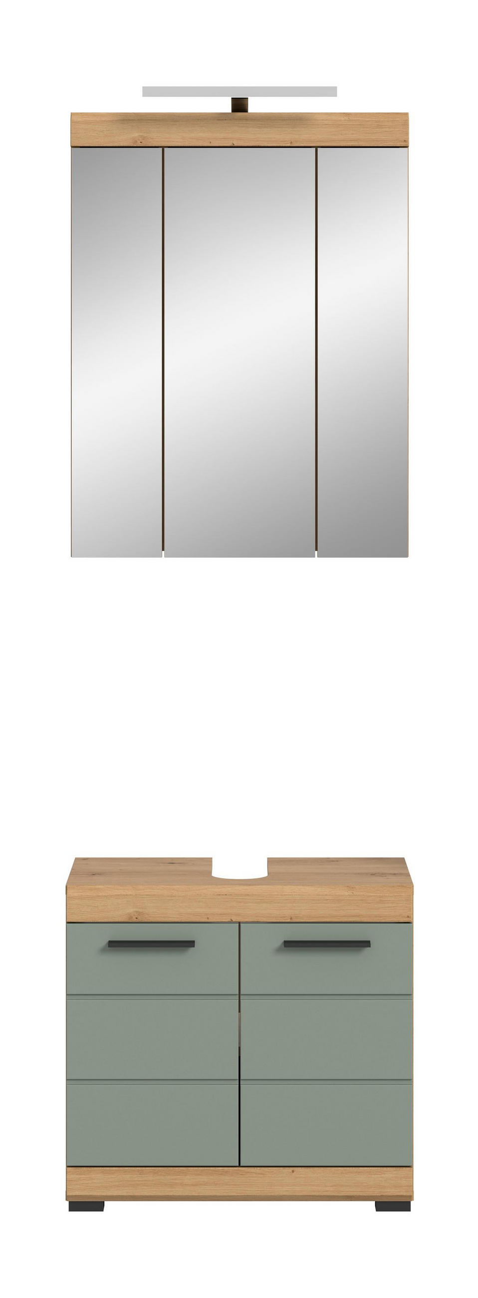 BADKOMBINATION 2tlg. Scout Bad in Artisan Eiche Nachbildung und Salbei Nachbildung B/H/T: 60x191x34 cm - Eiche Artisan, Holz (60/191/34cm)