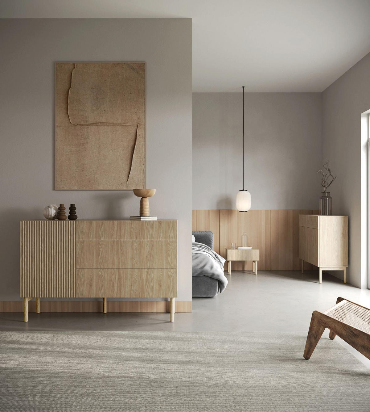 KOMODA Nolie dekor duba 100 cm - farba duba, drevo/kompozitné drevo (100/90.6/38cm) - Selsey