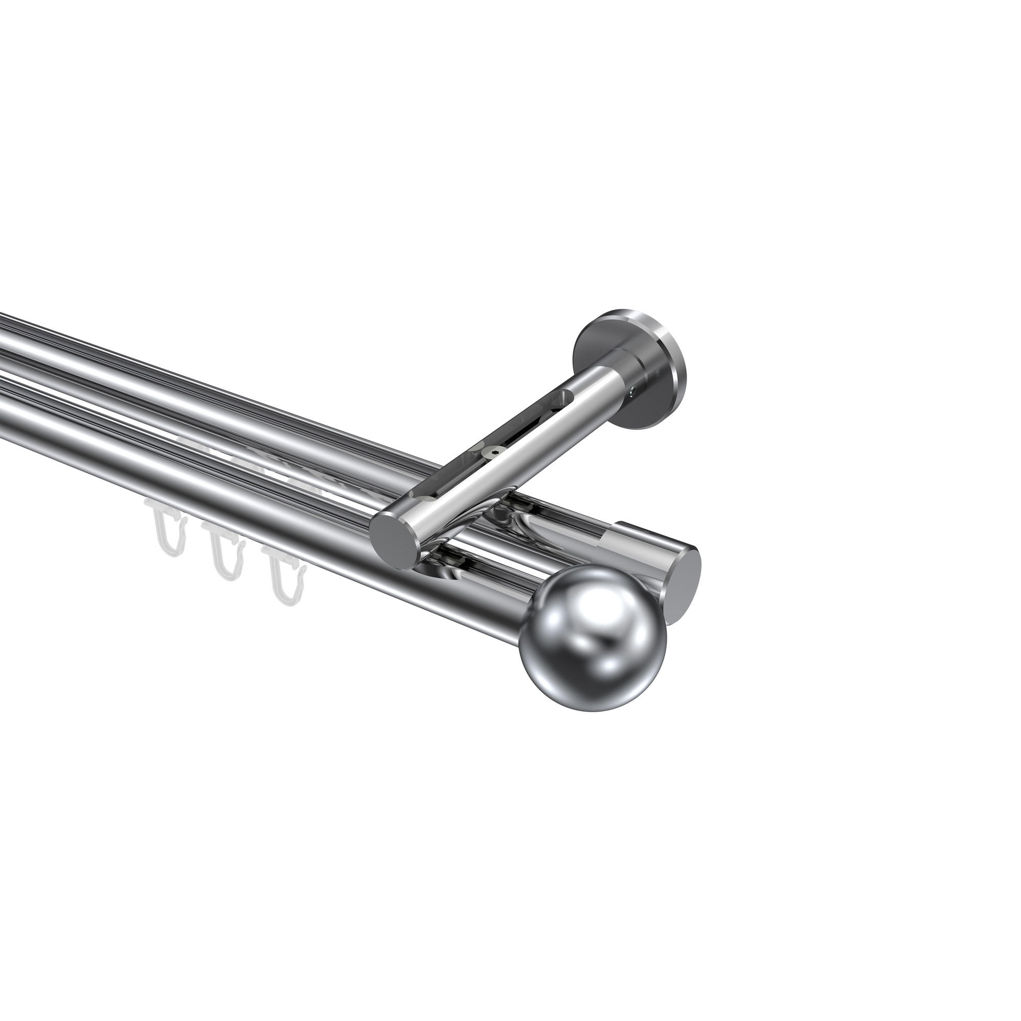 INNENLAUF-GARDINENSTANGEN-SET Siteno Luino 120 cm, 2-läufig, 20 mm Ø Chrom - Chromfarben, Metall (120cm) - INTERDECO