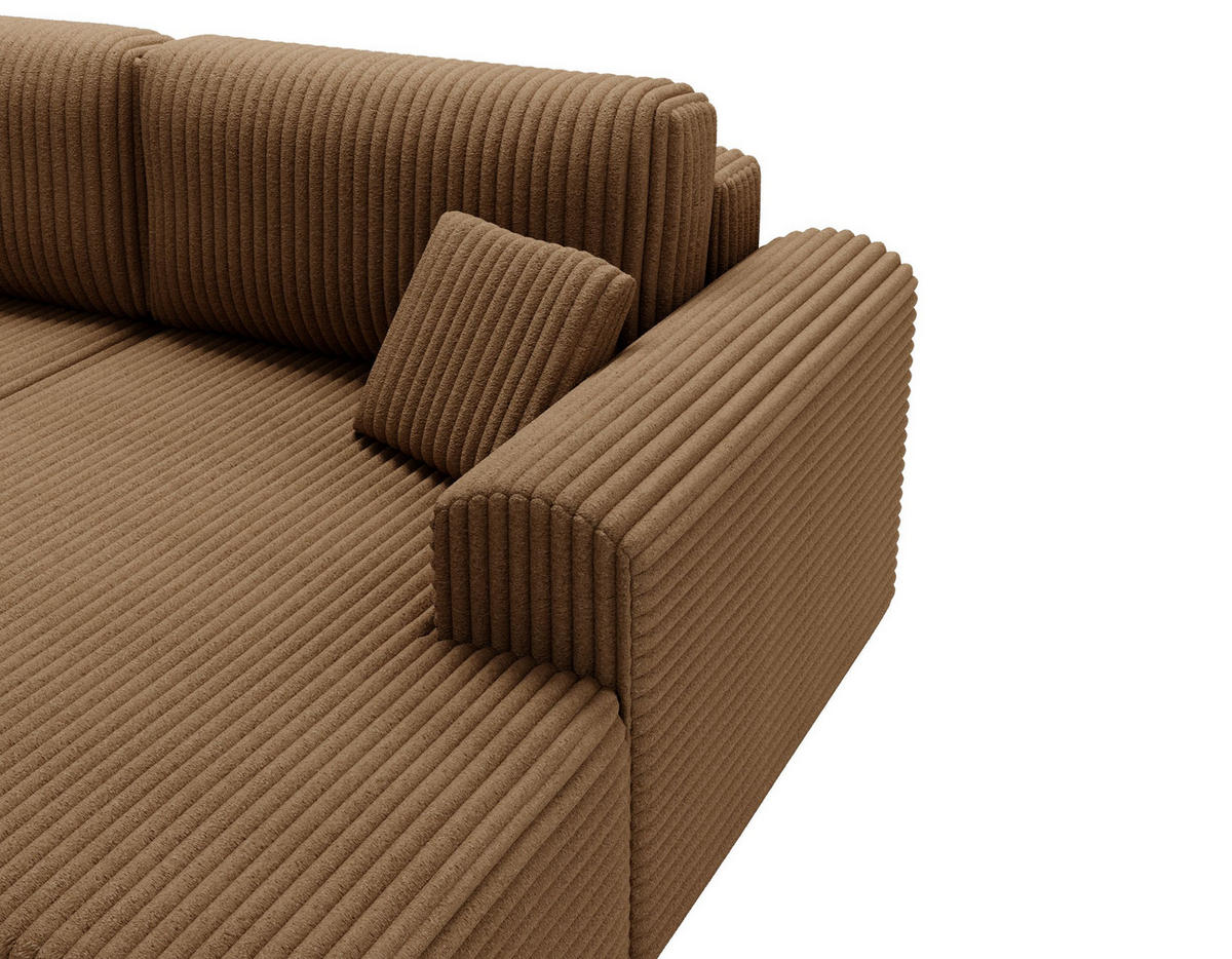 ECKSOFA Linea Beige, Sofa mit Schlaffunktion, rechte seite - Beige, Holzwerkstoff/Textil (257/177cm) - Bettso