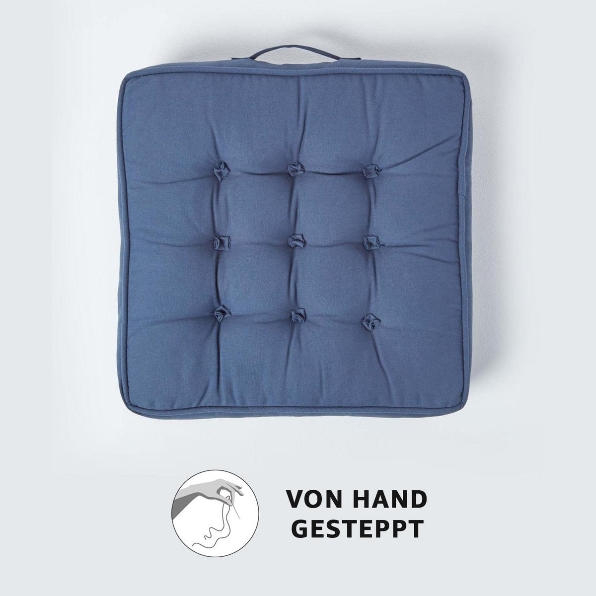 SITZKISSEN dunkelblau 50/50/10 cm – Sesselkissen, Baumwolle - Dunkelblau, Textil (50/50/10cm) - Homescapes