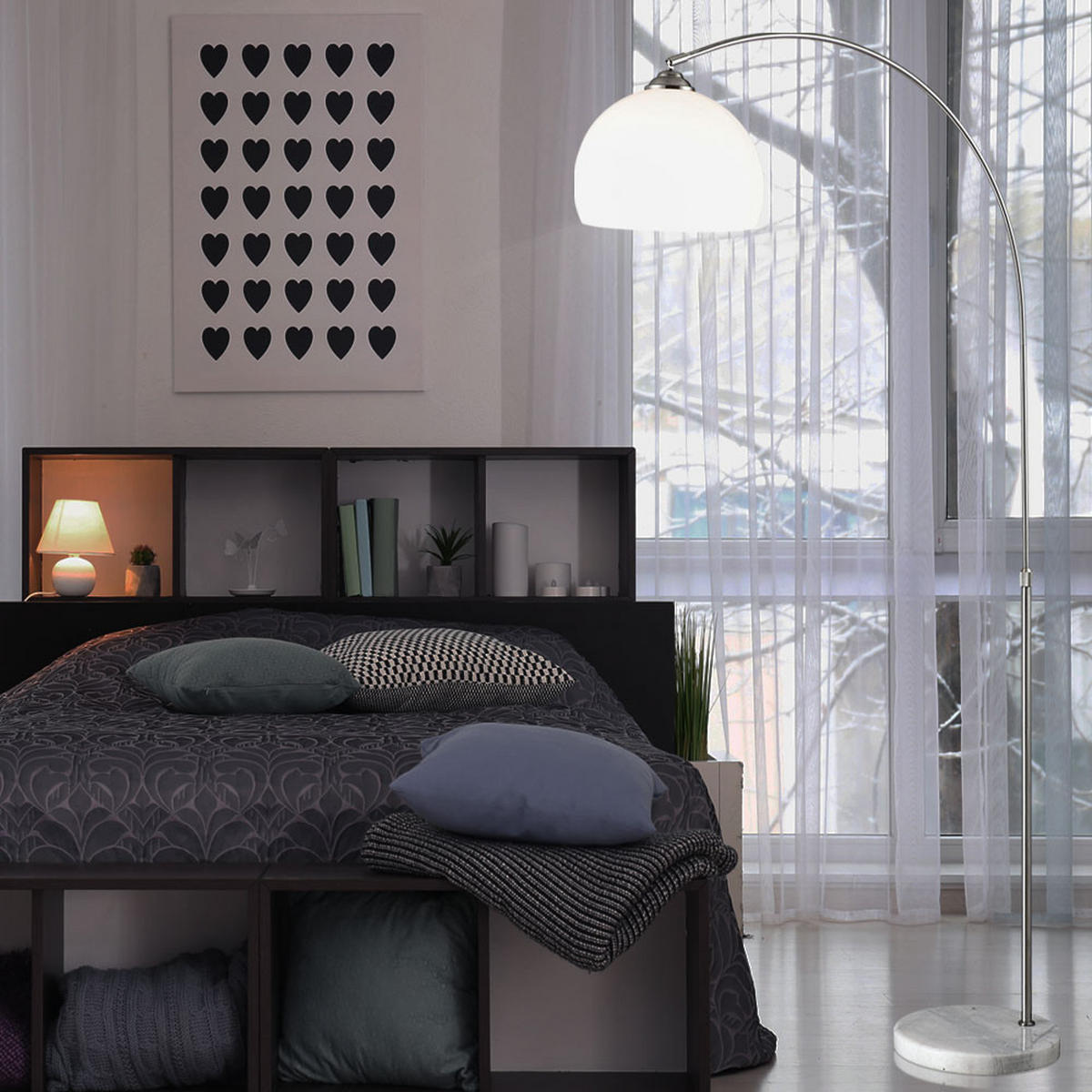 LED STEHLEUCHTE NEWCASTLE Silber Metall - Silberfarben, Metall (92/30/196cm) - Globo Lighting