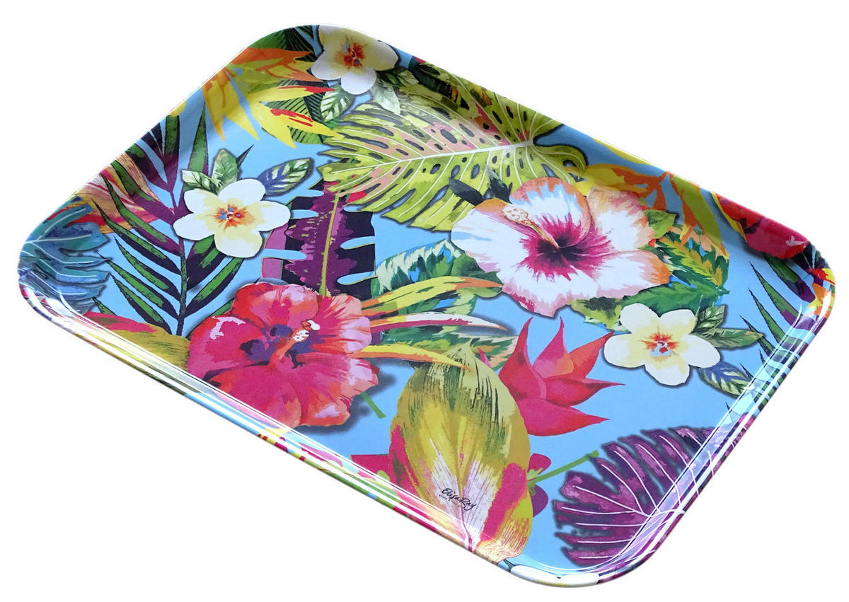 TABLETT Tropical, rechteckige Melamin Serviertablett 38x26 cm - Multicolor, Kunststoff (26/2/38cm) - Lashuma