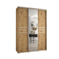 SCHWEBETÜRENSCHRANK 235,2/170/60 3-türig - Silberfarben/Eiche Artisan, Holz/Metall (170/235/60cm) - Abiks Möbel