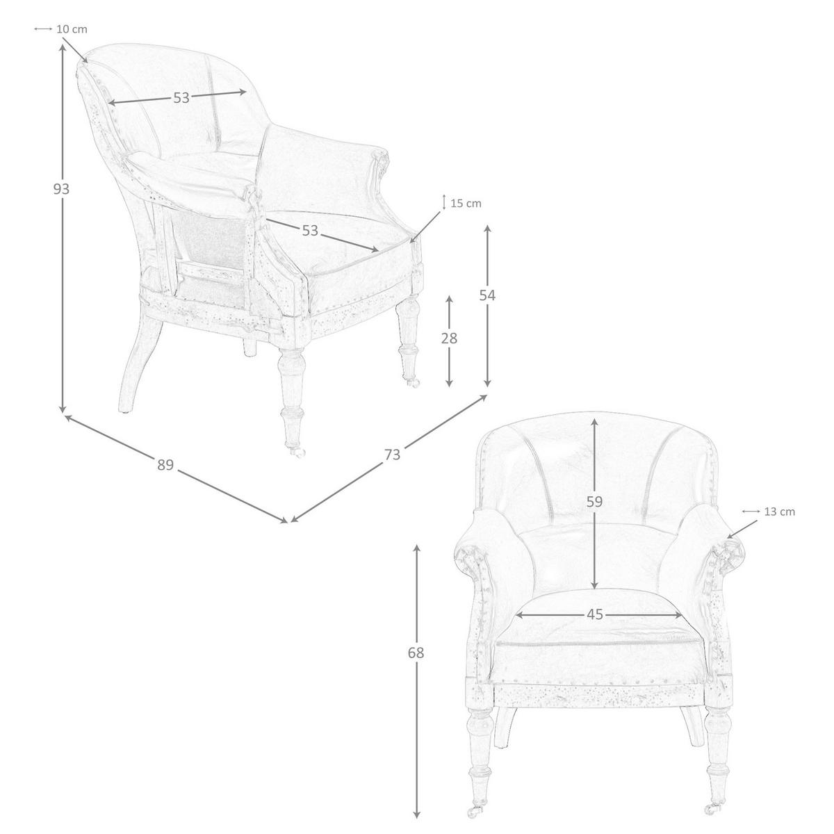 SESSEL Cognacbraun Walnuss 73/89/93 cm - Braun, Leder/Holz (73/93/89cm) - ANGEL CERDA
