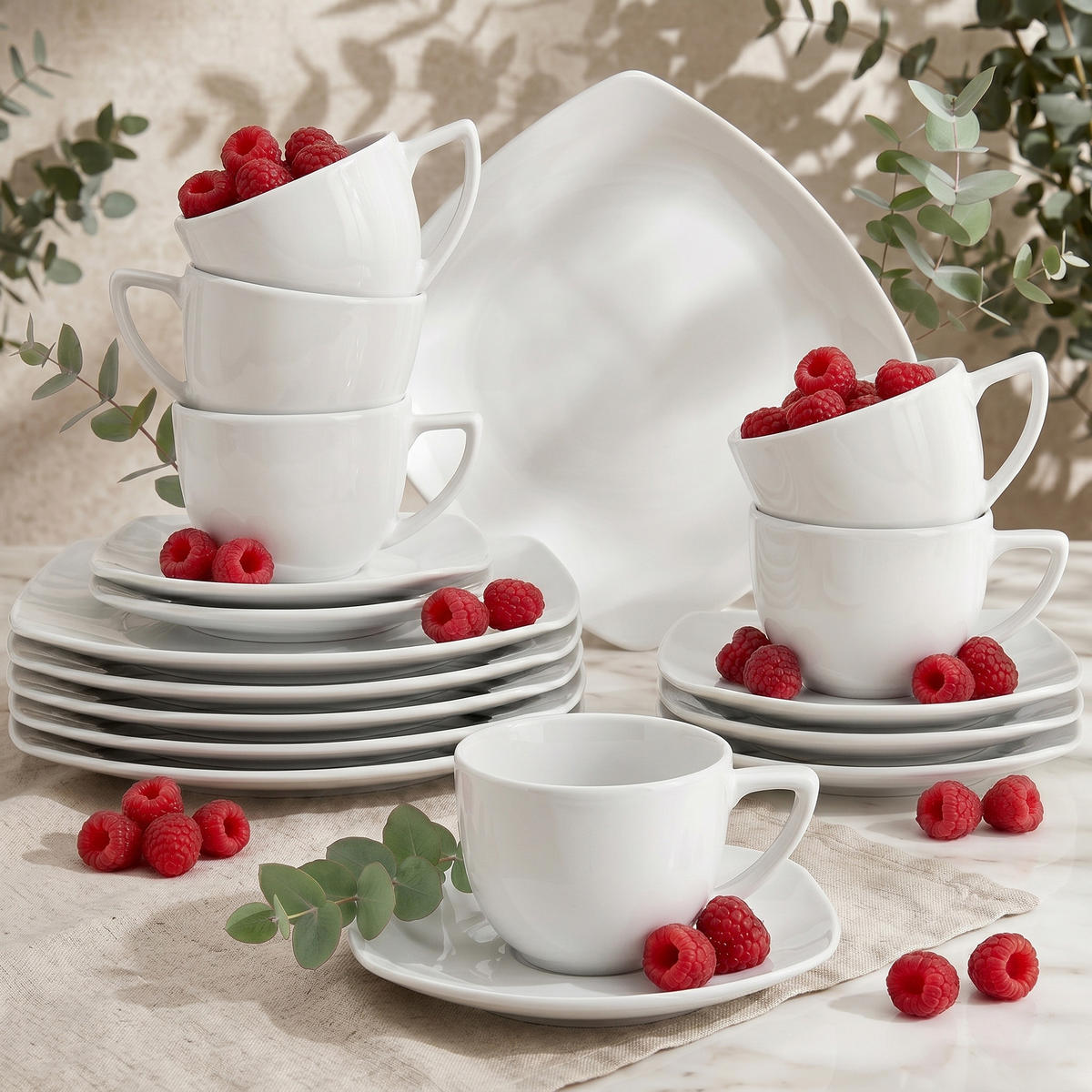 KAFFEESERVICE CARLINA 6-Personen 18-tlg - Weiß, Keramik (19/2/19cm) - KONSIMO®
