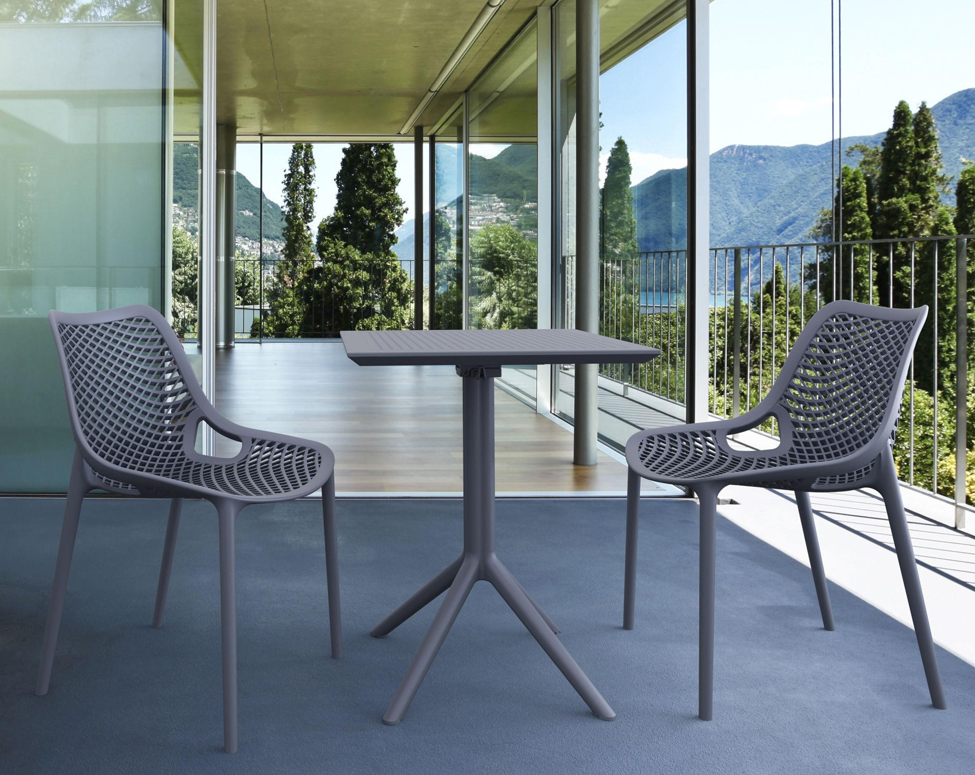 GARTENTISCH eckig 60/60/74 cm Kunststoff dunkelgrau - Dunkelgrau, Kunststoff (60/60/74cm) - CLP