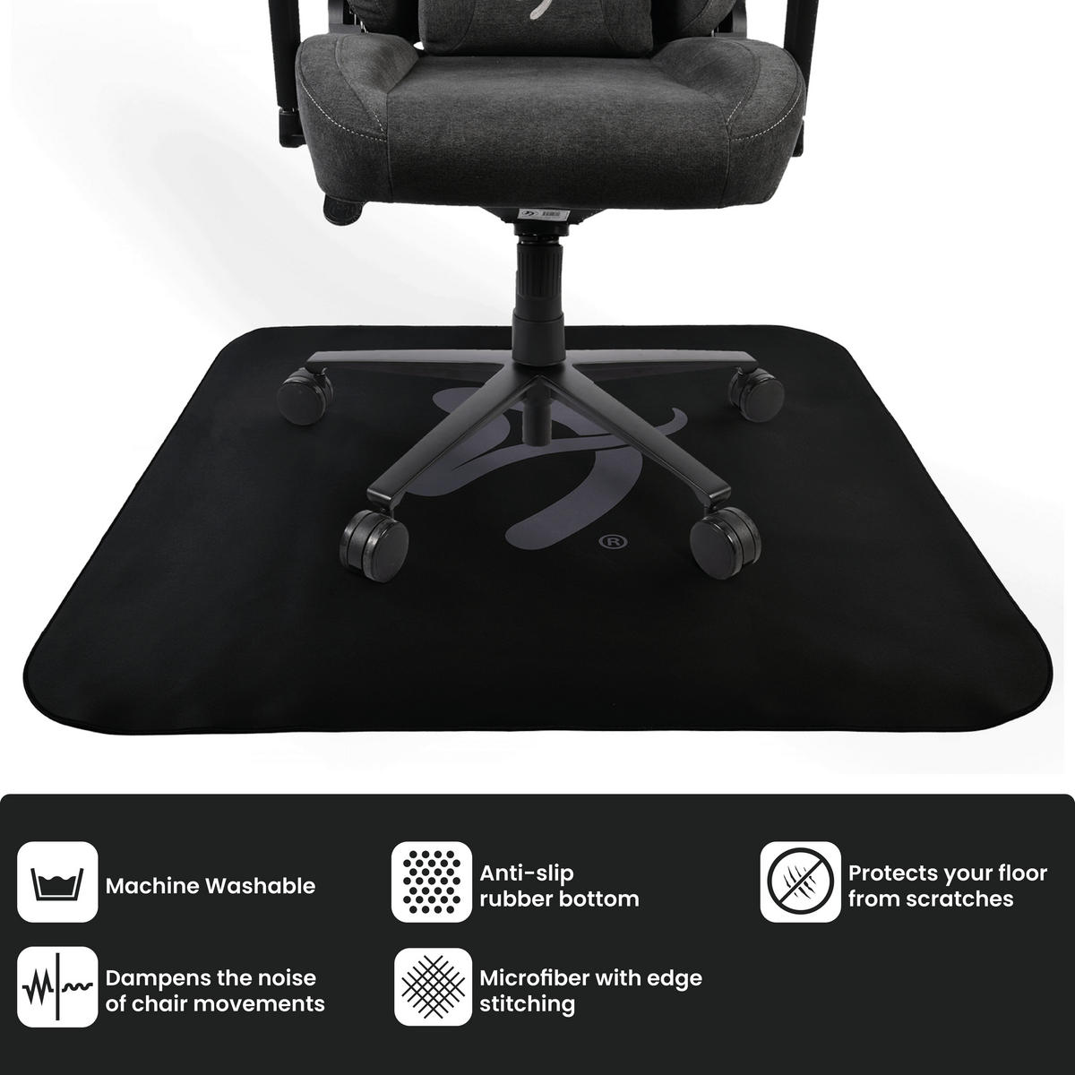 BODENSCHUTZMATTEN Zona Quadrat 116 cm Schwarz/Grau - Schwarz/Grau, Textil (116/116cm) - Arozzi