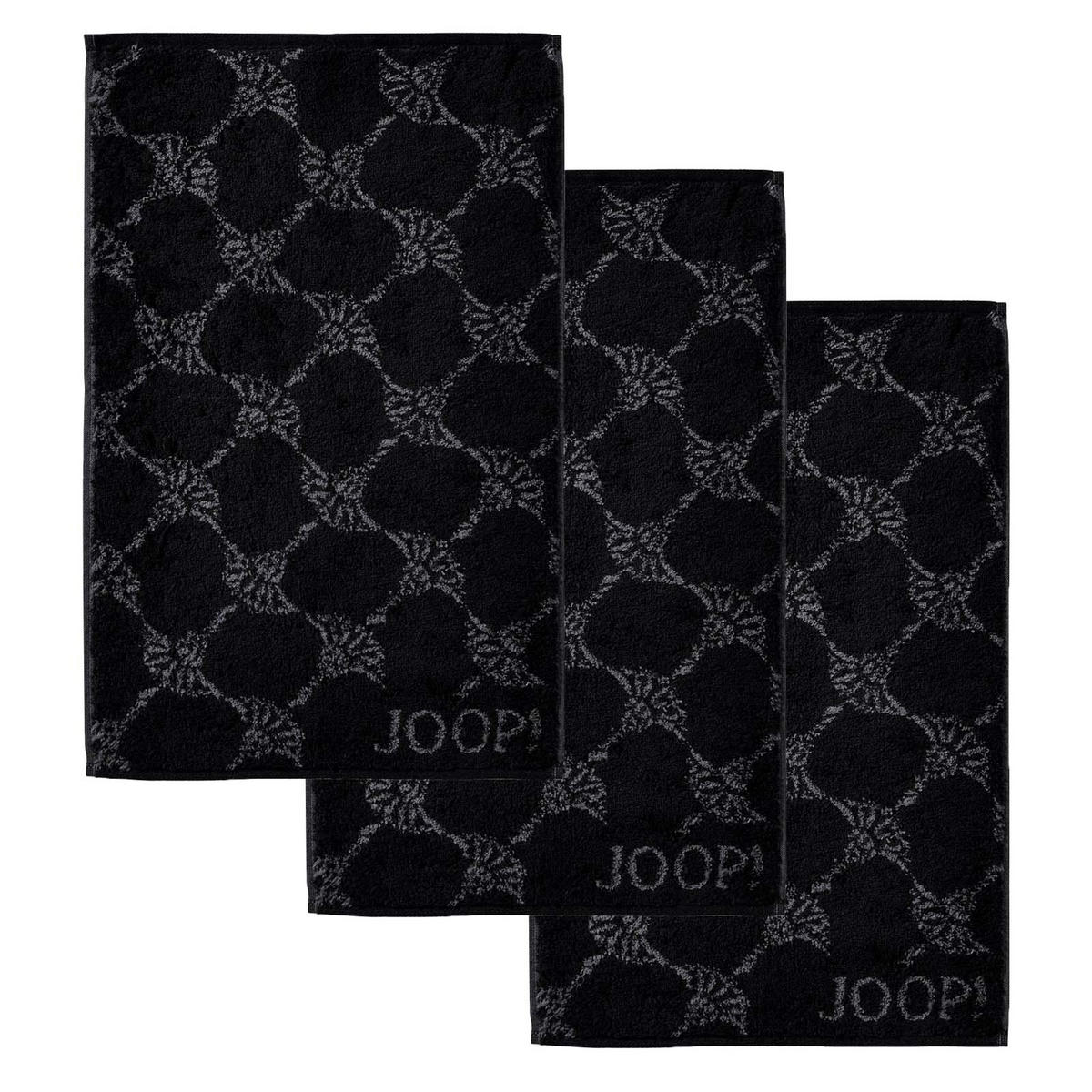 GÄSTETUCH Unisex Classic Frottier Schwarz 3er Pack Baumwolle - Schwarz, Textil (50/40cm) - Joop!