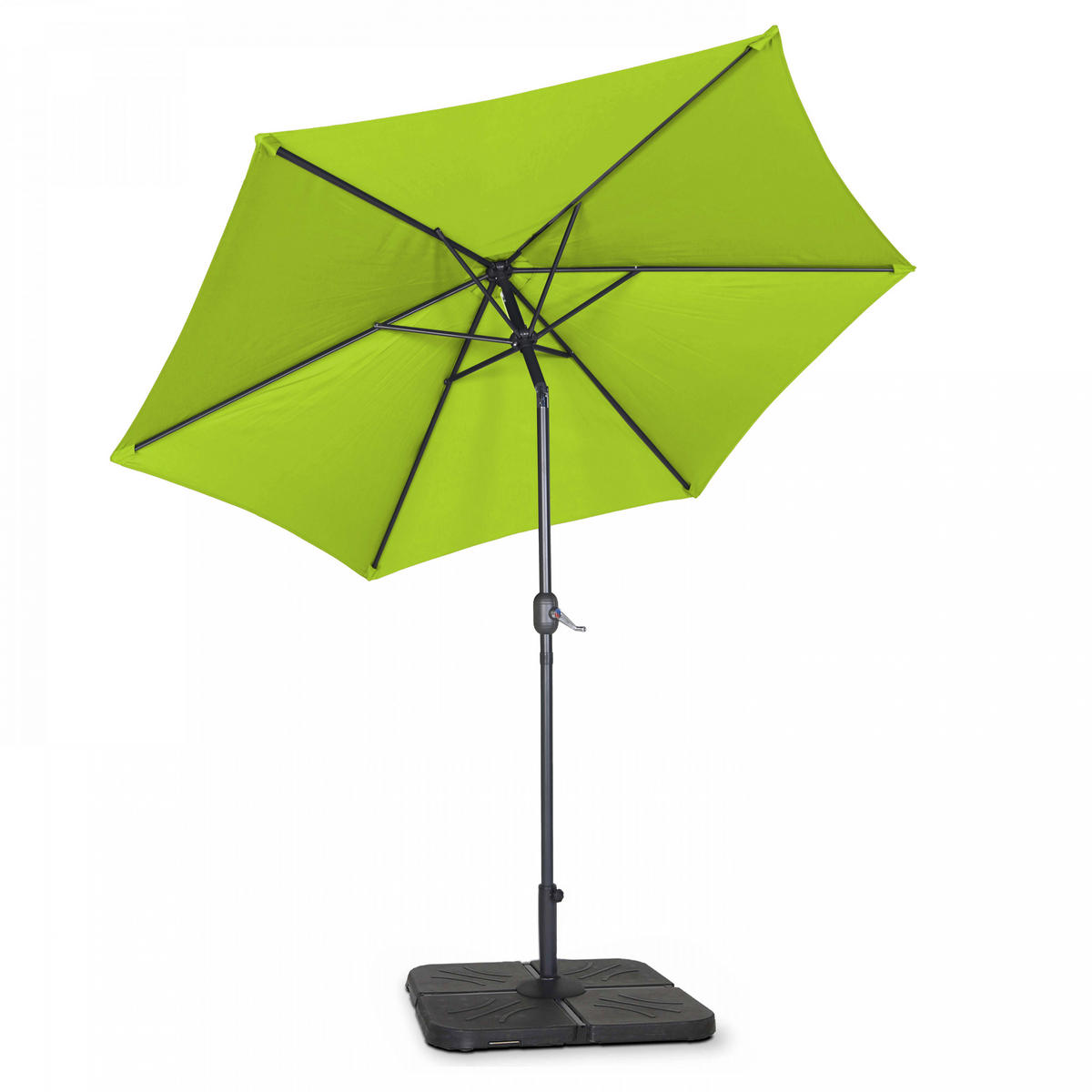 SONNENSCHIRM 3x3m mit 4 Gewichtsplatten, Grün - Grün, Metall (300/300cm) - Oviala