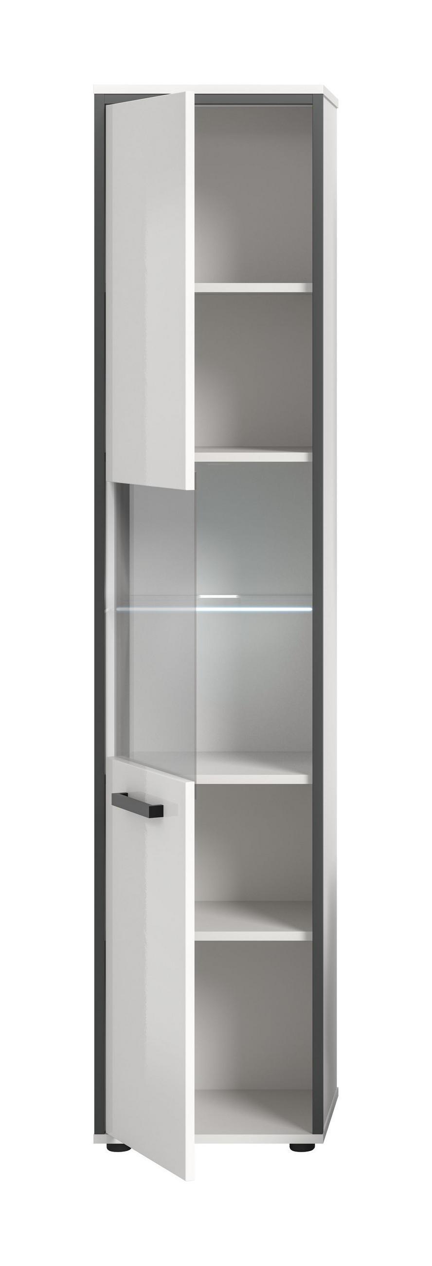 BADSCHRANK KOJAK (B/H/T: ca. 40/188/34 cm) in weiß/weiß hochglanz - Weiß, Holzwerkstoff (40/188/34cm)