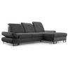 ECKSCHLAFSOFA Karo mit verstellbaren Kopfstützen Graphit rechts - Schwarz/Graphitfarben, Textil/Metall (265/156cm) - Beautysofa