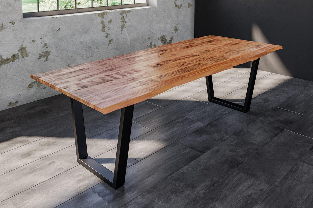 ESSTISCH DORA V - Beige/Schwarz, Holz/Metall (90/180/77cm) - SAM