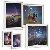 BILDER SET 5er Set - 50x50 cm & 20x30 cm & 40x60 cm Weißer Rahmen - Wasserfall in der Schlucht - Weiß, Kunststoff (40/60cm) - TULUP