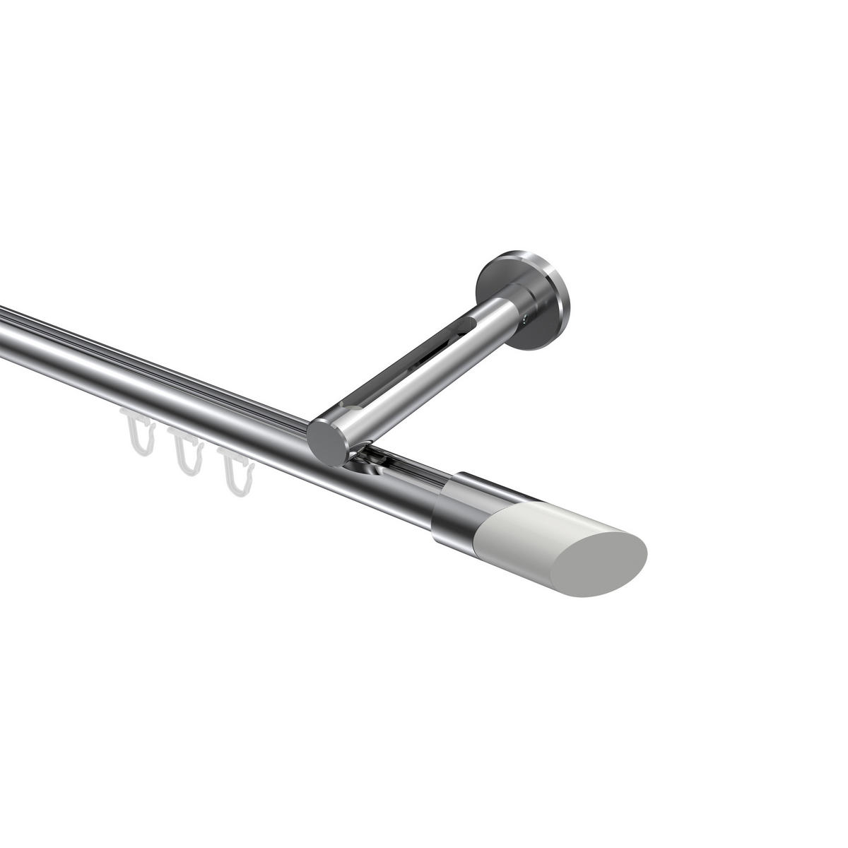 INNENLAUF-GARDINENSTANGEN-SET Siteno Verano 320 cm (geteilt in 2 x 160 cm), 1-läufig, 20 mm Ø Chrom - Chromfarben/Weiß, Metall (320cm) - INTERDECO