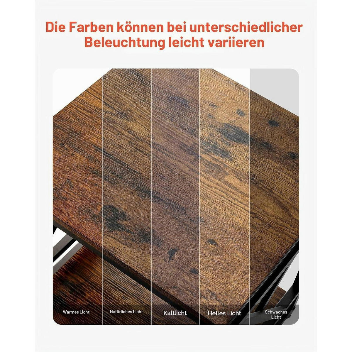 BEISTELLTISCH 2-stufig Braun Schwarz 45,7 x 45,7 x 51 cm - Braun, Metall (45.7/45.7/51cm)