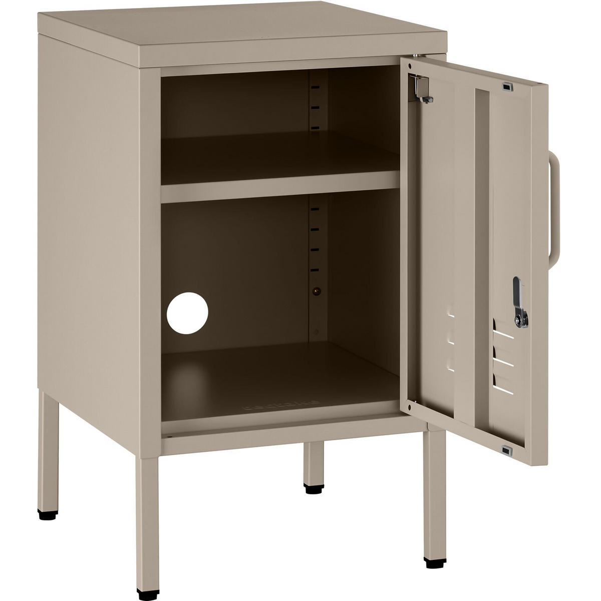 NACHTSCHRANK Baker, Kippschutz, höhenverstellbare Füße, taupe - Taupe, Metall (35/60.5/42.5cm) - tectake