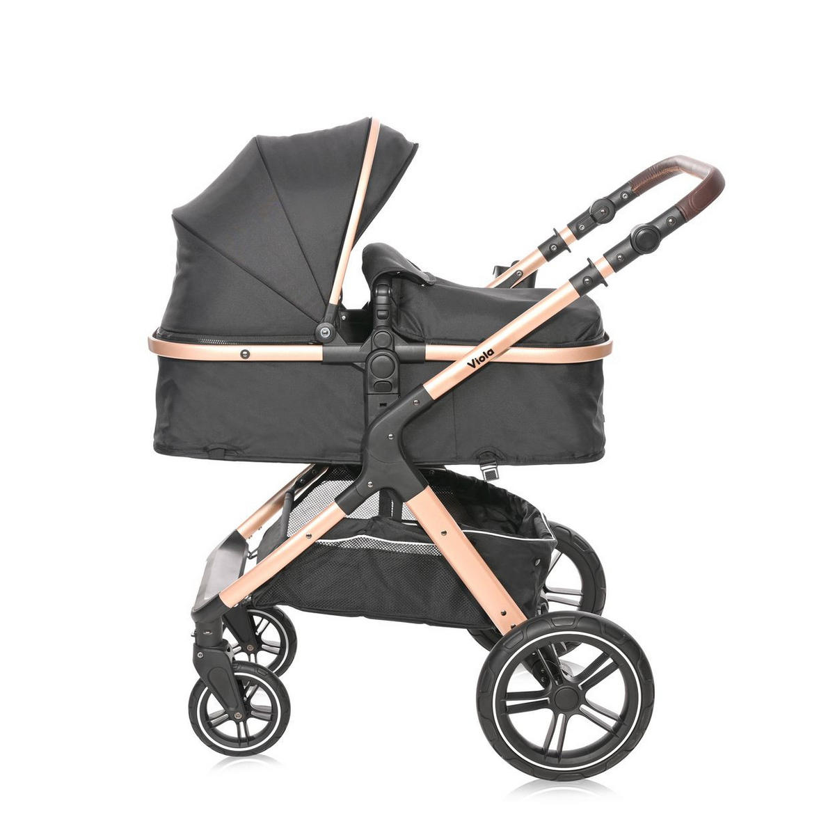 KINDERWAGEN 2 in 1 Viola schwarz mit Adaptern, umbaubarer Sportsitz, bis 22 kg - Schwarz, Metall (96/59/112cm) - Lorelli