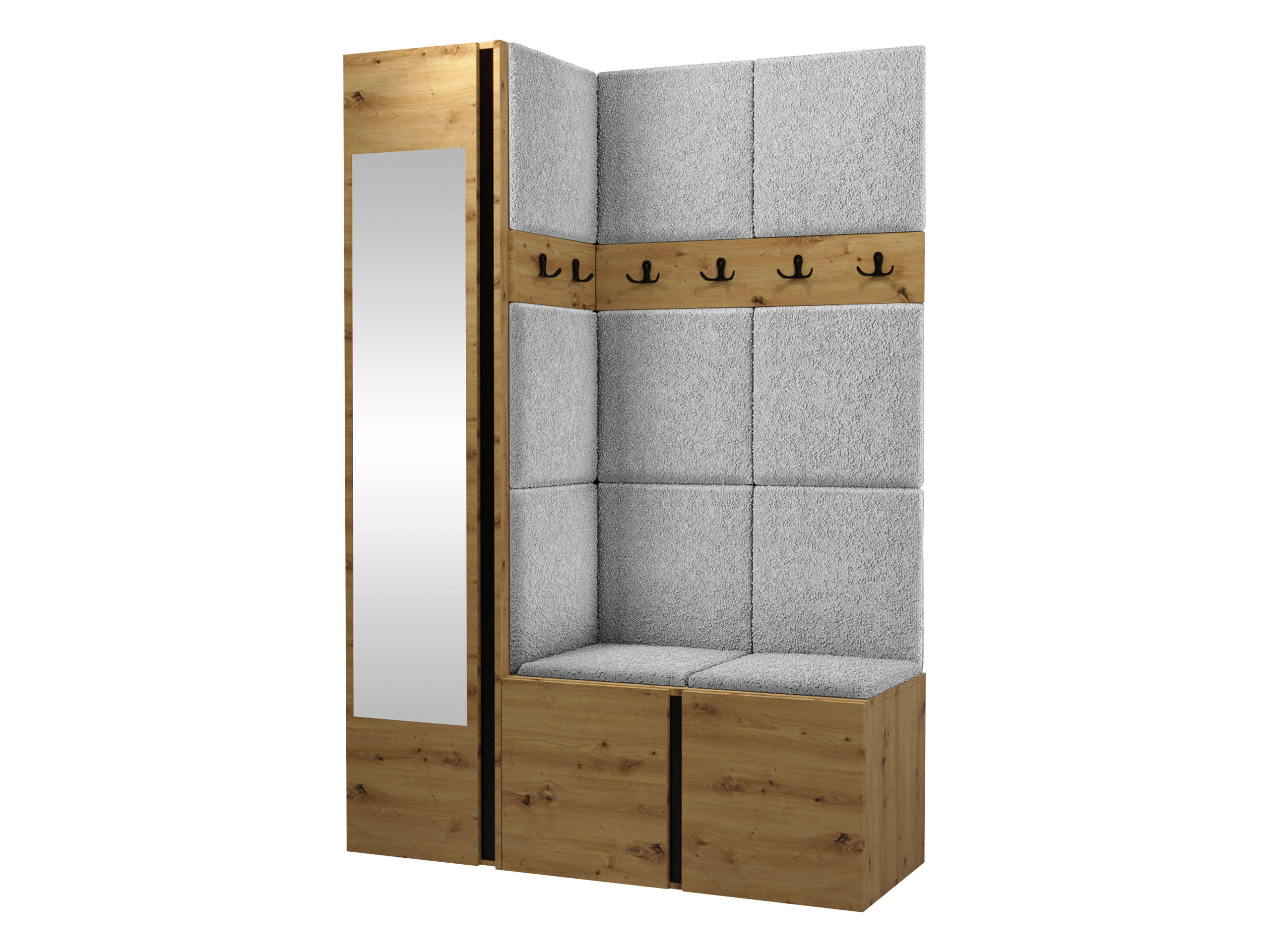 GARDEROBEN-SET Orion X - Hellgrau/Eiche Artisan, Holzwerkstoff/Kunststoff (124/186/46cm) - MIRJAN24