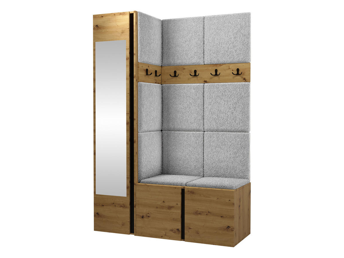 GARDEROBEN-SET Orion X - Hellgrau/Eiche Artisan, Holzwerkstoff/Kunststoff (124/186/46cm) - MIRJAN24