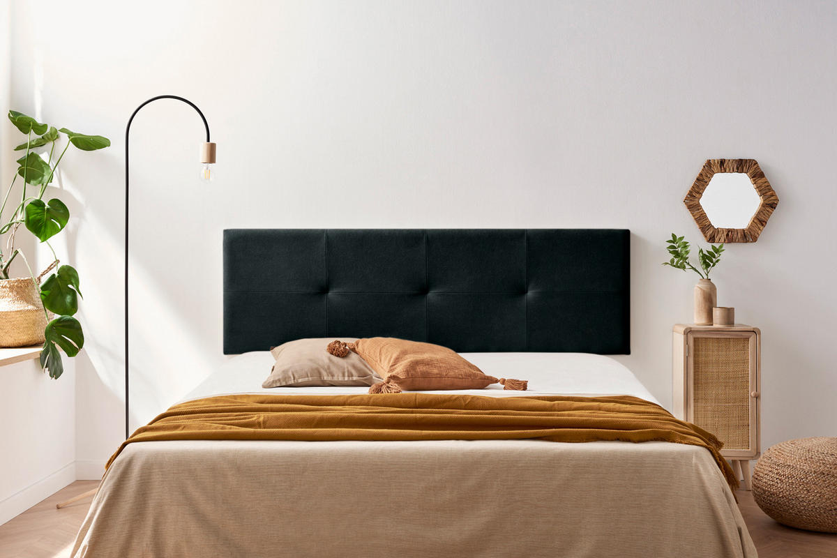 Kopfteil gepolstert ALTEA Aqualine 160x50x5 cm - Schwarz - Moonia - Schwarz, Holz (160/5/50cm)