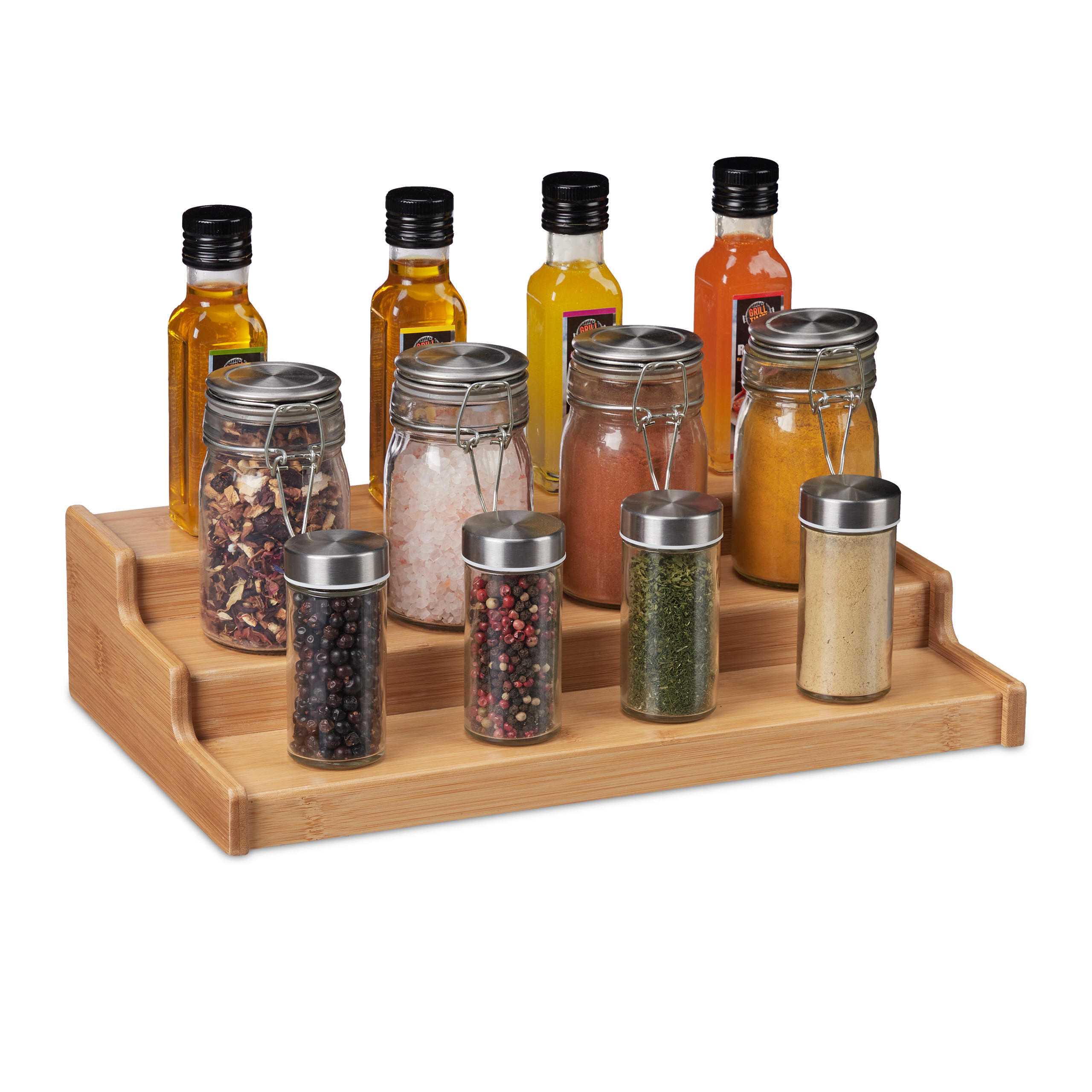 GEWÜRZREGAL - Hellbraun, Holz (38/9/22cm) - Relaxdays