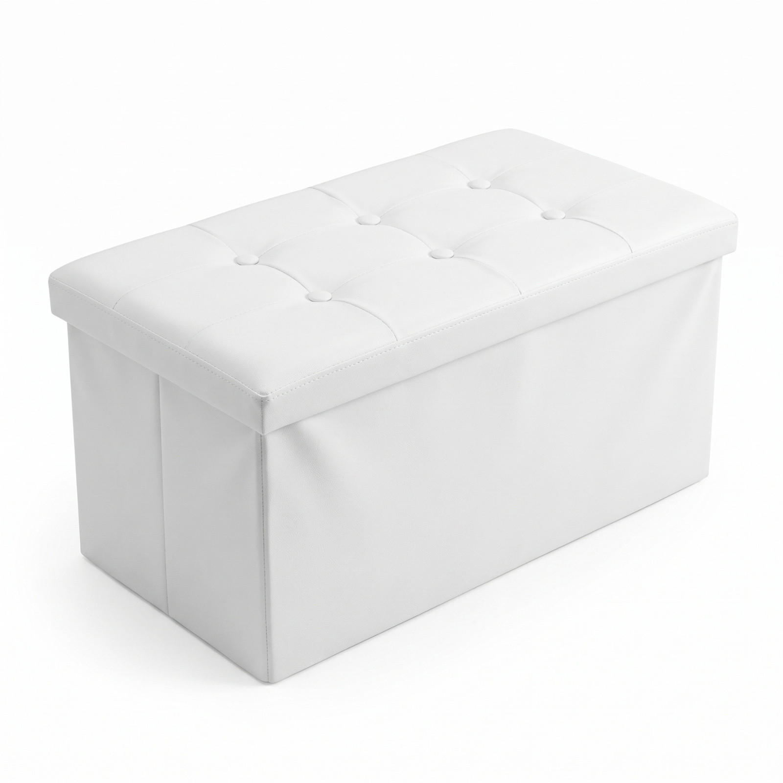 HOCKER mit Stauraum - Weiß, Leder (40/40/80cm) - SCENA LIVING