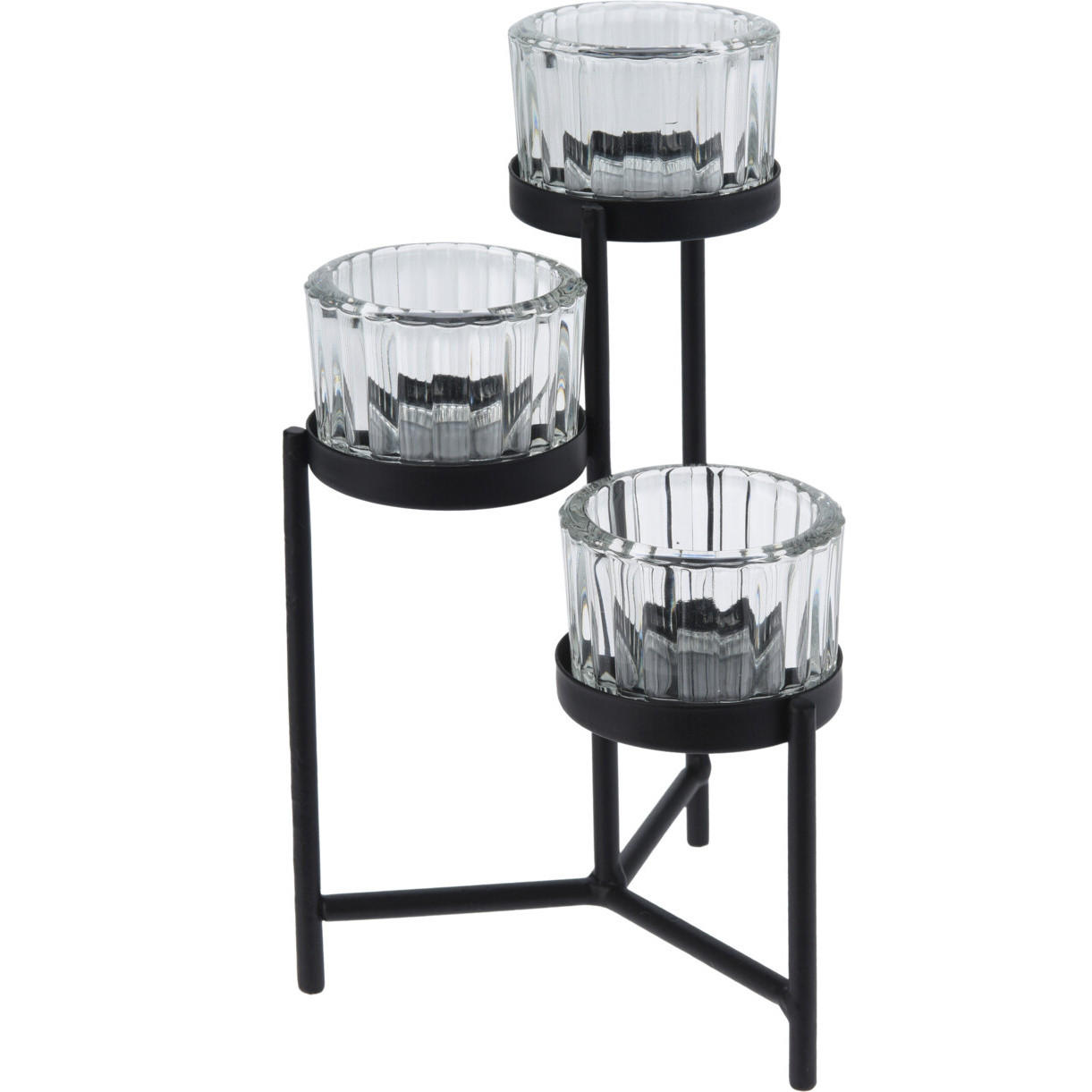KERZENHALTER Metall und Glas 10/10/16 cm - Schwarz, Metall (10/16/10cm) - Home Styling Collection