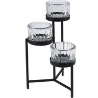 KERZENHALTER Metall und Glas 10/10/16 cm - Schwarz, Metall (10/16/10cm) - Home Styling Collection