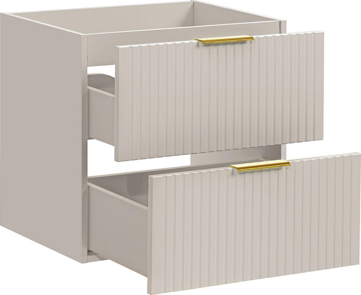 WASCHBECKENUNTERSCHRANK Niva hängend mit Rillenfronten in Matt Kaschmir, 60/57/46 cm - Kaschmir/Beige, Holzwerkstoff/Kunststoff (60/57/46cm) - WFL GROUP