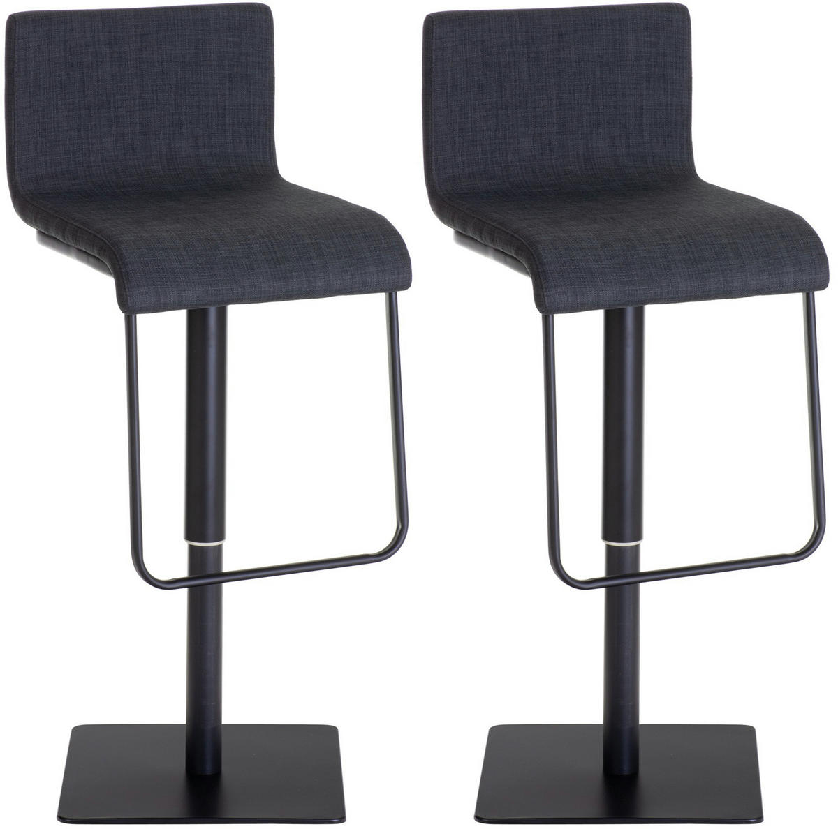 BARHOCKER 2er Set Stoff Dunkelgrau - Dunkelgrau/Schwarz, Textil/Metall (41/80/46cm) - CLP