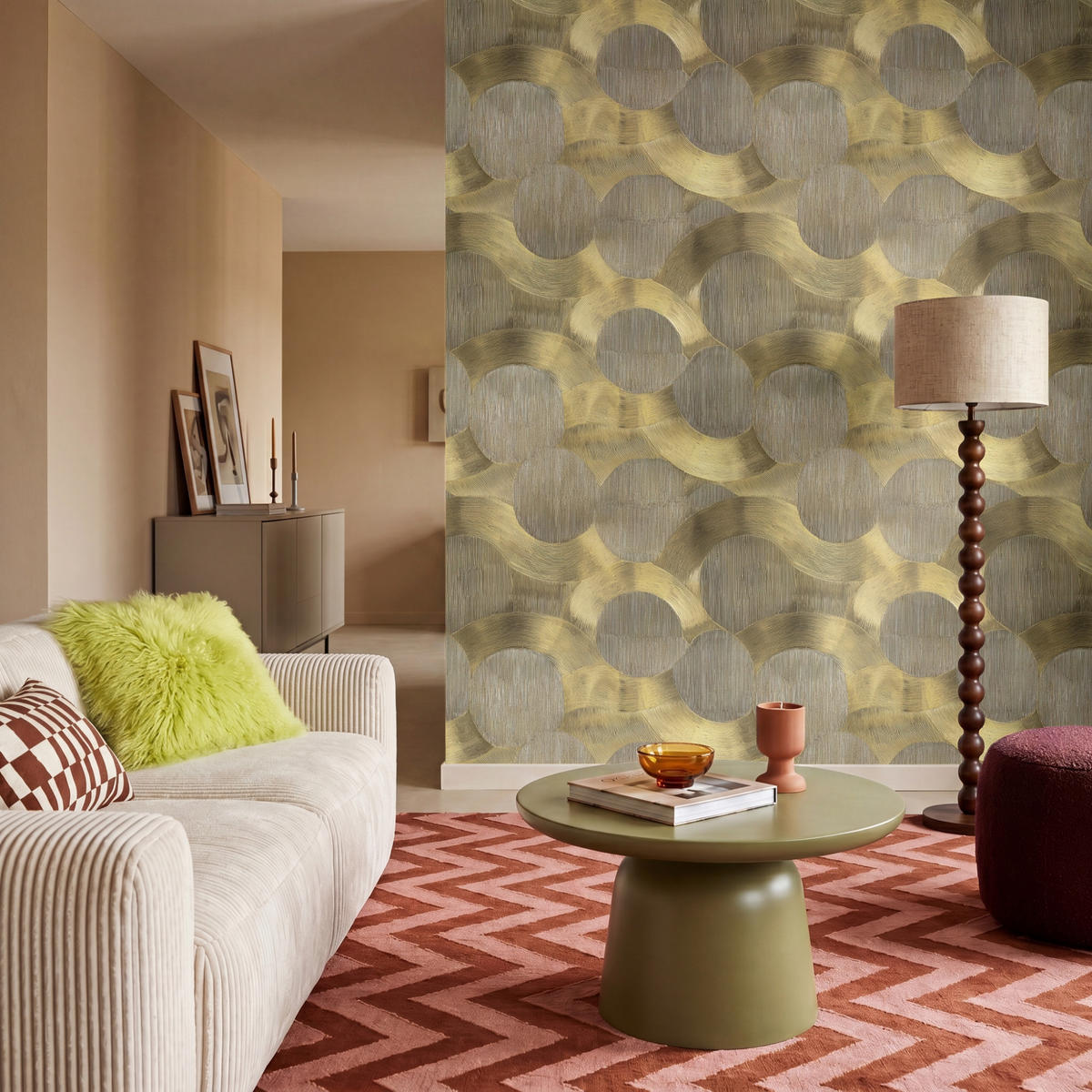 TAPETE - Modern - Geometrisch - Gold - 180x200 cm - Goldfarben, Papier (180/200cm) - OnlyWow
