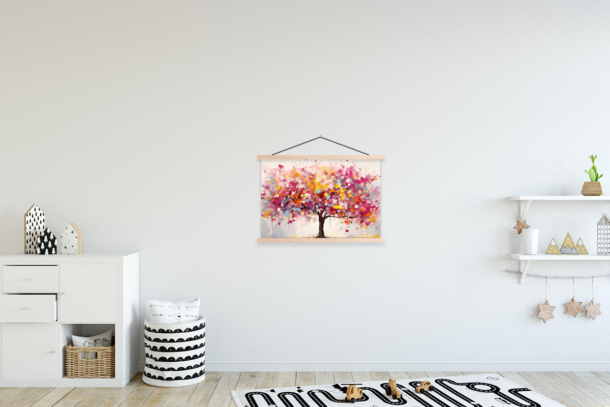 POSTER Aquarell - Baum - Kunst - Abstrakt 60x40 cm - Multicolor, Textil (60/40/0.15cm) - MuchoWow