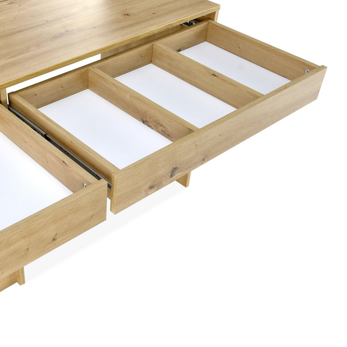 SCHMINKTISCH FABIOSO Groß Eiche - Eichefarben, Glas/Holz (140/120/55cm) - KONSIMO®