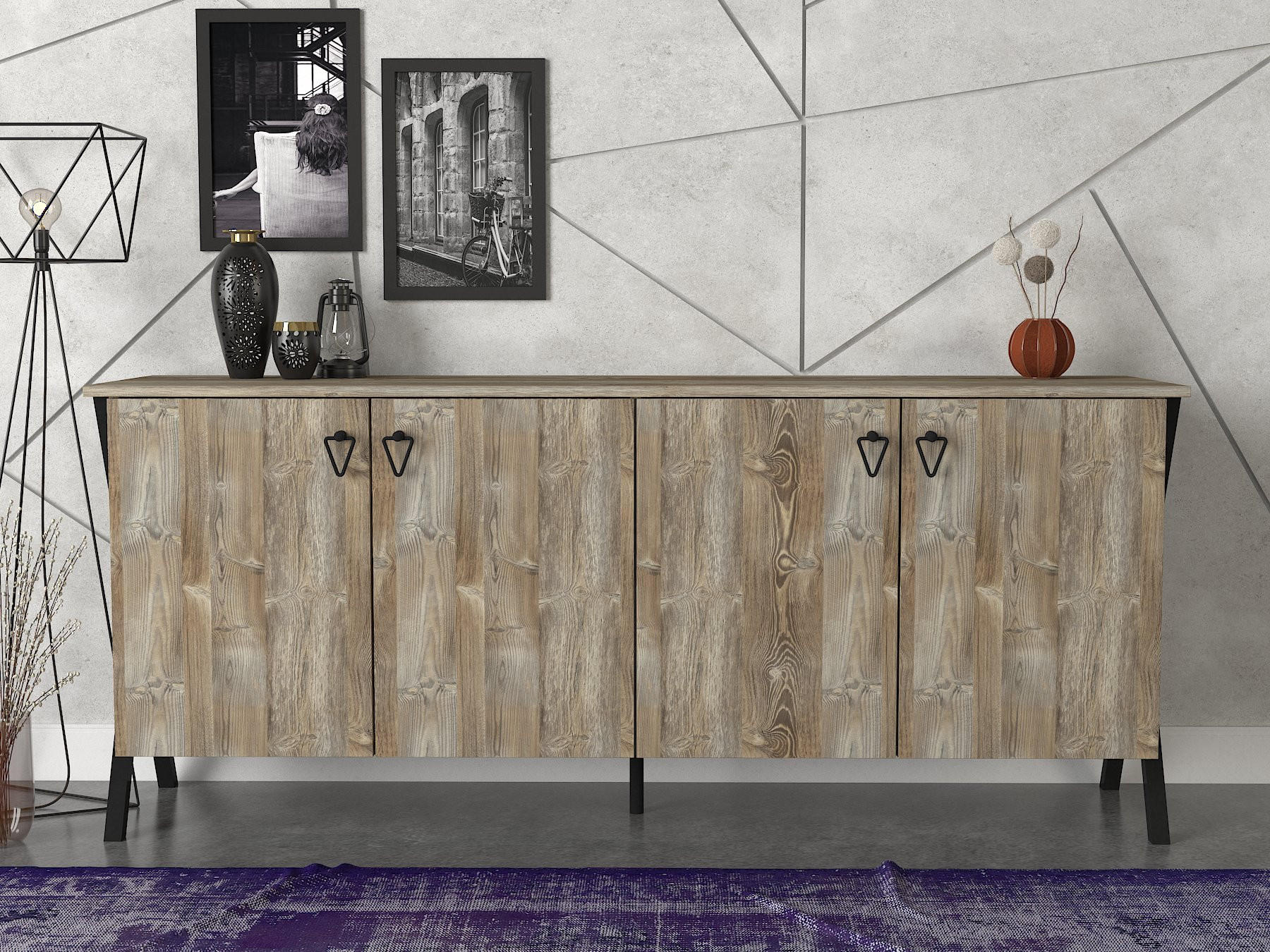 Thumbnail - moebel17 Sideboard, Eiche, Holzwerkstoff, Metall, 180x76.8x44.8 cm, Wohnzimmer, Kommoden & Sideboards, Sideboards