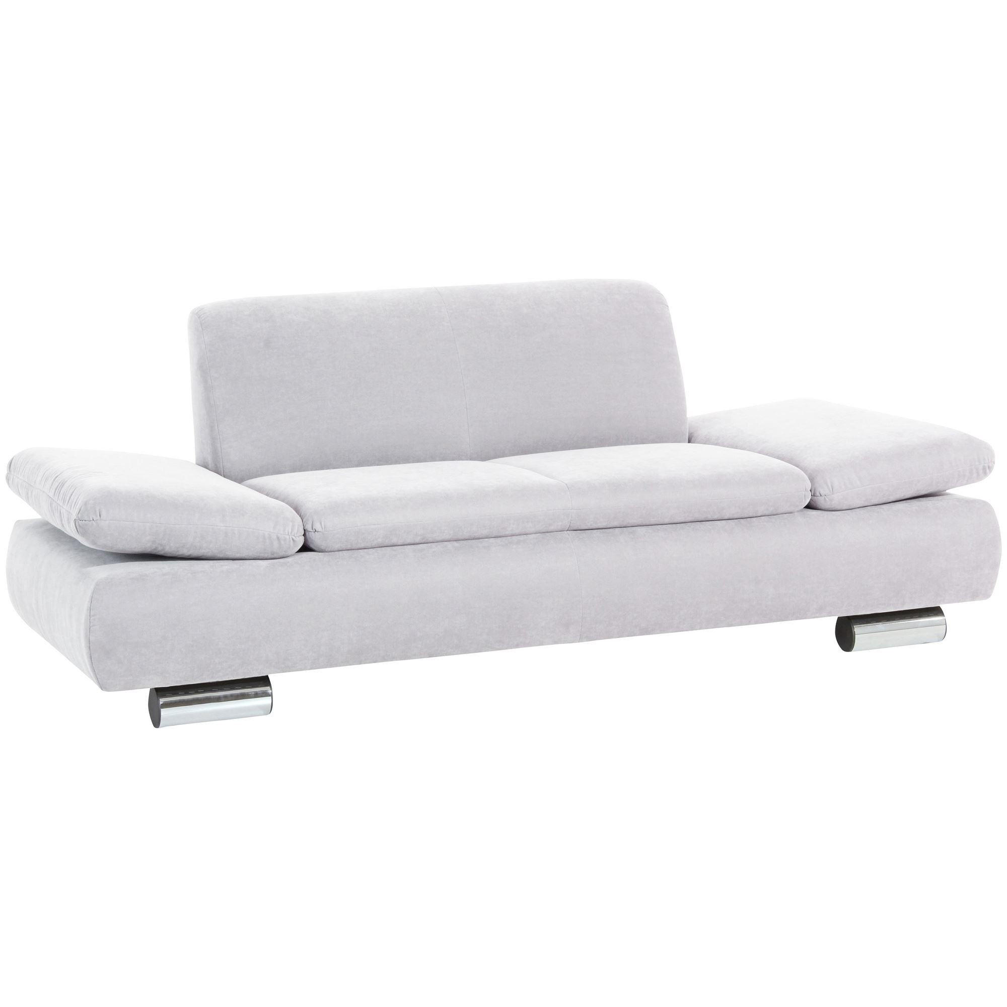 SOFA 2-Sitzer Kaye Bezug Veloursstoff Metallfuß verchromt / creme - Weiß, Kunststoff (190/76/90cm) - 58aufmkessel
