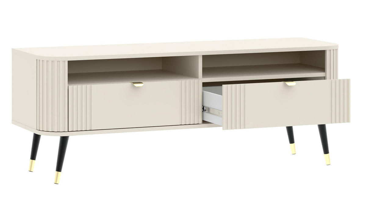 LOWBOARD Onyx Kaschmir / Gold 138 / 40 / 52,6cm - Kaschmir/Beige, Holz/Holzwerkstoff (138.2/52.6/40cm) - Feldmann-Wohnen