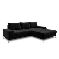 ECKSOFA L Form Artemia Schwarz Samt 275/210/81 cm – modernes Sofa fürs Wohnzimmer R - Silberfarben/Schwarz, Textil/Metall (275/210cm) - AX Living