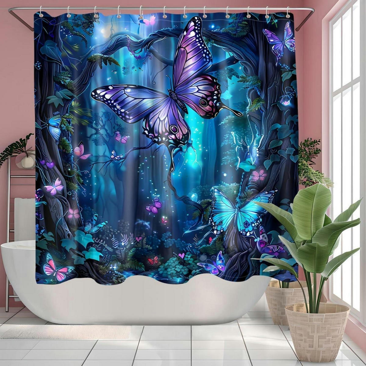 DUSCHVORHANG 180 x 180 cm mit 12 Haken - Multicolor, Textil (180/180cm)