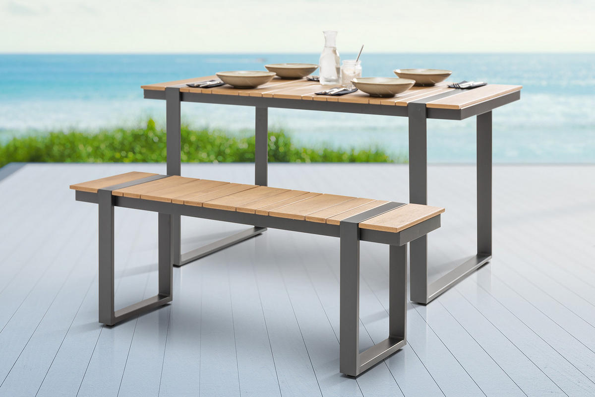 SITZBANK TAMPA LOUNGE Aluminium Natur 125 cm - Naturfarben, Kunststoff/Metall (123/47/34cm) - riess-ambiente