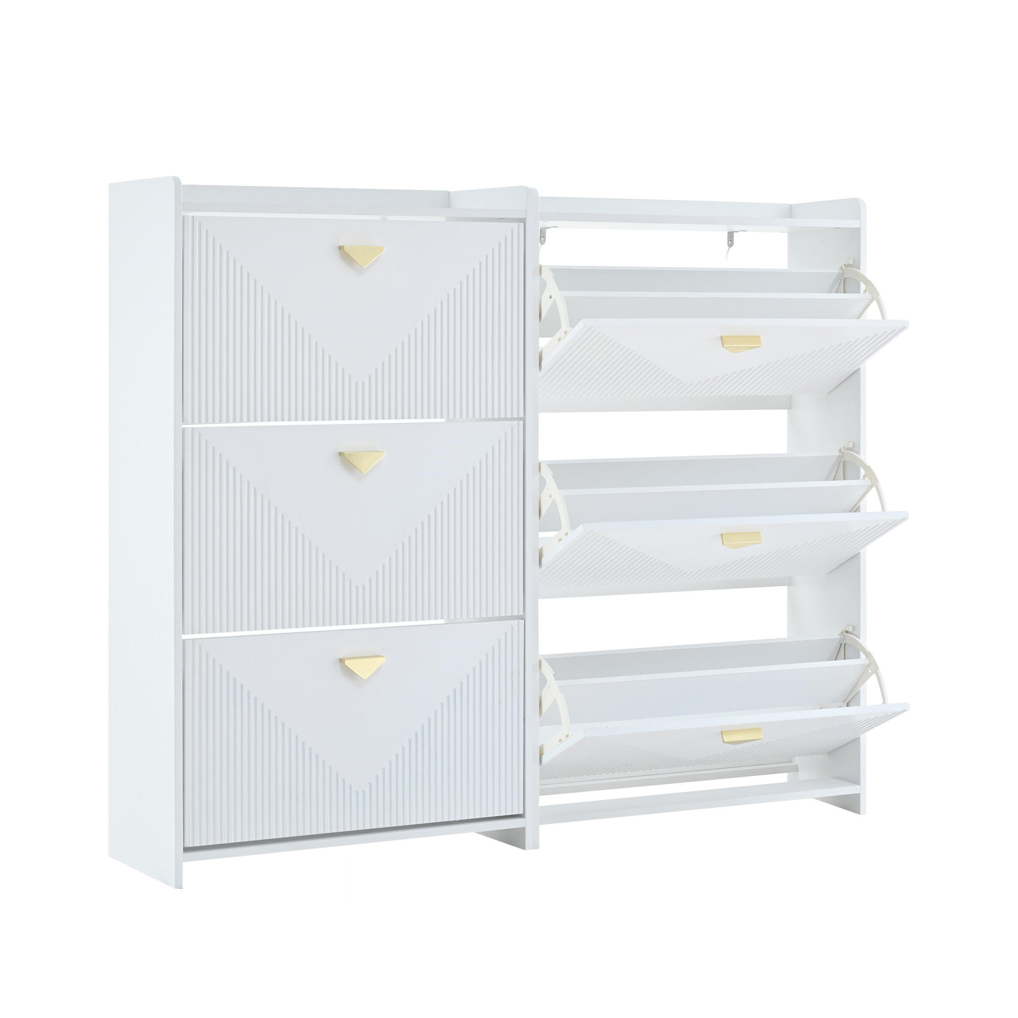 SCHUHSCHRANK Weiß 140/30/120 cm 2er-Set - Weiß, Holzwerkstoff (70/120/30cm) - PANGIVO