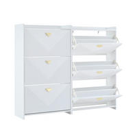 SCHUHSCHRANK Weiß 140/30/120 cm 2er-Set - Weiß, Holzwerkstoff (70/120/30cm) - PANGIVO